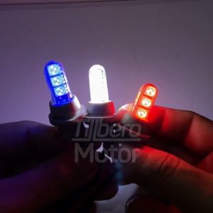 Sepasang Lampu Sen Senja Kelap kelip kedip Strobo Blitz 6 LED T10 Motor Universal