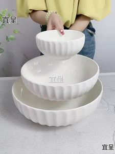 Ultra-large White Ceramic Soup Bowl 12 inches