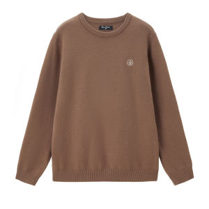 เสื้อสเวตเตอร์ถักชาย Giordano เสื้อคอตั้งลายภูเขาเรขาคณิตถักนิตติ้งแขนยาวฤดูใบไม้ร่วง ทรงตรง สไตล์วัยรุ่น เสื้อผ้าทำงาน