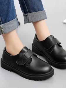 JIFANPAUL | Soft Sole Black Boys Leather Shoes for Middle and Large Children
