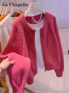 La Chapelle | Loose Pink Knit Cardigan