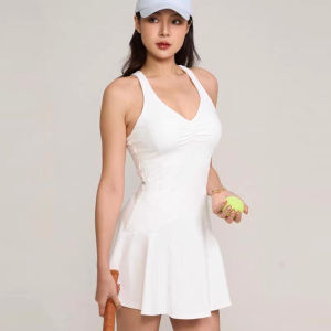 Backless Lace-up Pad Included Sports Dress