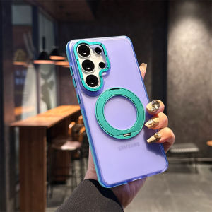 Contrasting Color 360 Rotating Magnetic For Magsafe Ring Stand Phone Case For Samsung Galaxy S26+ Plus S25 S24 FE S23 S22 Ultra