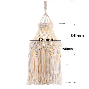 Hiện Đại Retro Đan Tay Macrame Tua Rua Chụp Đèn Vintage Boho Trần Mặt Dây Đèn Bao Art Deco Trang Trí Nhà