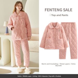 FENTENG | Winter Anti-static Thickened Womens Sleepwear Set
