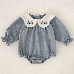 2025 New Toddler Baby Girls Romper Spring Children Clothes Ruffled Long Sleeved Cotton Baby Clothing Flower Baby Girls Jumpsuit