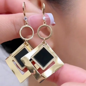 Elegant Black Diamond Long Tassel Womens Earrings Luxury Geometric Dangle Studs Fashionable Hoop Jewelry Accessories