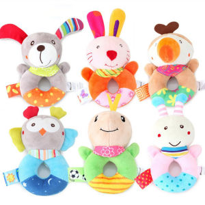 Baby Plush Rattle Cartoon Animals Crib Mobile Bed Bell Toys 0-12 Months Infant Toddler Early Educational Toy for Newborn Gifts