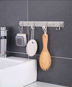 ตะขอราง ราวตะขอแขวนติดผนัง ตะขอติดผนัง ตะขอแขวน ตะขอ อเนกประสงค์ สแตนเลส 304 แบบ กันสนิม 3/4/5/6/7/8/10 ตะขอ ทนทาน