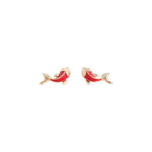 Elegant Pure Silver Red Fish Stud Earrings Chinese Ancient Style Womens Fashion Jewelry  out 3D Craft Bear/Pig/Animal