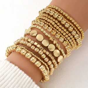 Bộ Vòng Tay Nữ Phong Cách Bohemian CCB Nhiều Lớp Nhiều Vòng Dây Thun Thời Trang Thanh Lịch Trang Sức Hàng Ngày Phong Cách Punk Hình Cầu