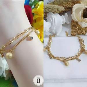 Gelang Stainless Steel Fashion Korea Rantai Double Bola Mata CXB416