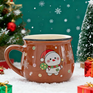 150ML Christmas Mugs Ceramic Cute Santa Elk Penguin Mousse Cup Coffee Cup for Office Home Milk Coffee Tea Cups Xmas Gifts