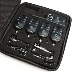 Hirisi B1203S 1+4 Set Carp Fishing Bite Alarm with 4Pcs LED Illuminated Swinger EVA Case Shockproof Carp Fishing Equipment