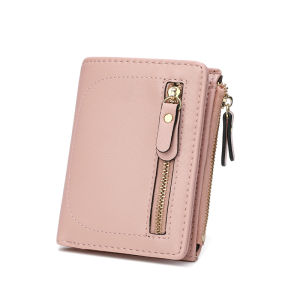 ผู้หญิงกระเป๋าสตางค์สั้นหญิงกระเป๋าขนาดเล็ก H ASP ผู้ถือบัตรซิปกระเป๋าเงินเหรียญ