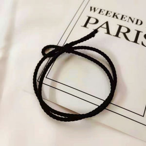 Small Black Rubber Band Hair Tie Hair Rope Simple Black Small Fine Bow Hair Rope High Elastic Leather Cover Female Hair Band Adjustable