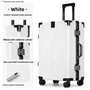 Durable Aluminum Frame Luggage Suitcase for Men Large Capacity with Password Lock Universal Wheels Quiet Rolling Carryon Bag