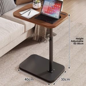 WUBUWEI | Foldable Bedside Table with Wheels Small Computer Desk for Bedroom Living Room Office Dorm Room Adjustable Height Portable Table with Storage Shelves for Laptop Tablet