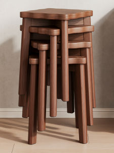 Sturdy Durable Wooden Folding Bench Extra Seat Dining Table Makeup Vanity Stool Home Use Guest Stackable Modern Simplicity