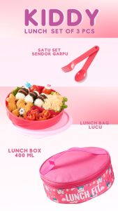 Kiddy Lunch Bag Set Of 3 Pcs: Tas Bekal Makan Simple