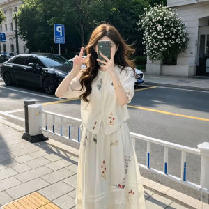 XUECAIQI | Unique Beautiful Summer Floral Shirt and Skirt Set