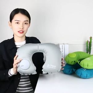 Inflatable Travel Pillow Press Type Pillows Neck Pillow U-Shaped Multifunction Foldable Portable Home Work Camp