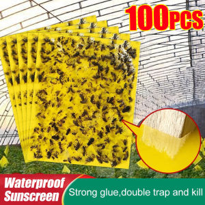 100/60ชิ้น กับดักแมลงวันสองด้านสีเหลือง / กระดานกาวดักแมลง / กับดักจับแมลงหวี่ / เครื่องกำจัดยุง / กระดาษกาวกำจัดแมลงศัตรูพืช