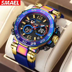 SMAEL | SMAEL Colorful Alloy Case Mens Outdoor Sports Multifunctional Watch Digital Waterproof Night Glow Wristwatches Men Stopwatch