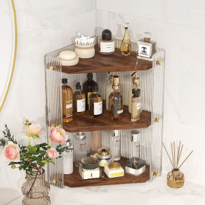 Solid Wood Triangle Multi-layer Storage Rack Kitchen Bathroom Makeup Desk Corner Organizer Coffee Cup And Perfume Holder