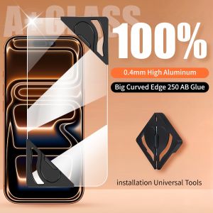 3Pcs - A Top Quality Curved Tempered Glass for HUAWEI Honor 400 Lite Smart 5G 200 Lite 90 Lite X8C Honor400 Honor200 Honor90 Screen Protector Film with Installation Tools