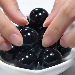 20mm 30pcs Solid Color Black Acrylic Beads For DIY Making - Durable Acrylic Material Bead Assortments