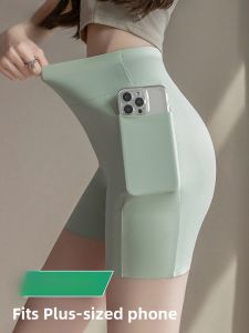 Miiow | High Waist Yoga Pants Womens Summer Fitness Shark Skin Pockets Sports Shorts Nylon Spandex Butt Lifting Slimming Trousers