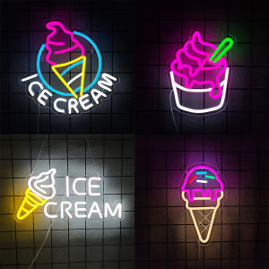 Ice Cream Neon Sign For Wall DecorLed Neon Light For PartyBedroomBirthdayChristmas DecorRestaurantDessert ShopShop Window