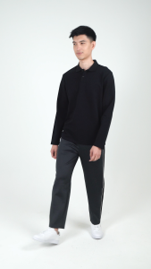Forest Baju Lengan Panjang Lelaki | Forest Men Polo Slim Fit Tee Premium Weight Cotton Liquid-Touch Long Sleeve - 24050