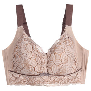 Yingbao Cup C D Women Wireless Bra without Wire Push Up Thin Cup Plus Size Lace Adjustable High Quality Big Size Laides Gathered Underwear Breathable Lingerie Brassiere