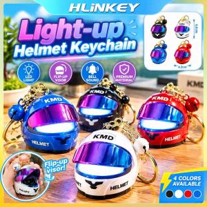 Hlinkey ánh sáng lên mũ bảo hiểm Keychain LED nhấp nháy xe máy Keyring với lật lên visor và chuông an toàn cảnh báo đêm túi Đèn Mặt dây chuyền quyến rũ Quà Tặng