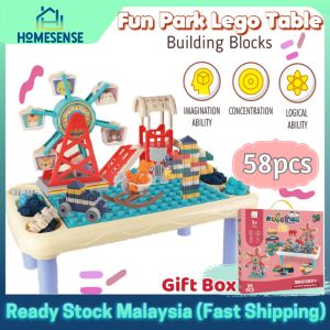 Fun Park Lego Building Block Table Children Stacking Bricks Early Educational Toy Kids Gift Kids Gift| Mainan Kanak Blok