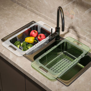 Kitchen retractable drain rack Sink Sink Dishwasher Shelf Storage Dish Rack Sink Dishes Water Filter Basket Retractable Drain Basket Fruit Wash Basket Dish Drain Vegetable and Fruit Basket Kitchen Storage Retractable Dish Drainer Holder Kitchen Sink