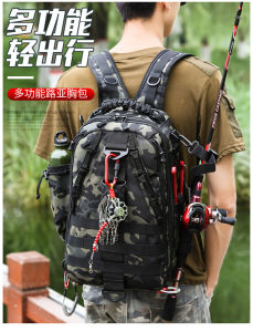 Multi-Functional Waist Bag Mens Single Shoulder Backpack Large Crossbody Fishing Gear Rod Bag Fishing Rod Chest Bag