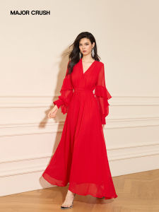 Romantic Charm Drunken Bordeaux Red Dress