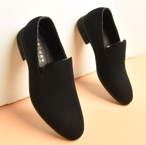 Mens Casual Loafers Breathable Mesh Leather Shoe Covers Slip-On British Style Comfortable Flat Heel Business Footwear