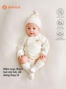 Wismorni | Bodysuit Tấm Tay Ngắn Bằng Cotton Cho Trẻ Sơ Sinh