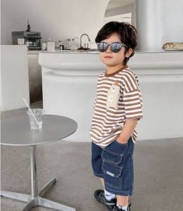 HF Striped Bear Hoodie Kid Korean Style Breathable Boy Girl Cute Comfortable Round neck Hoodie