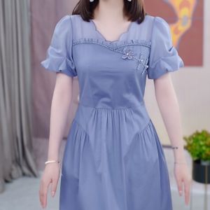 Elegant Ice Silk Dress Elegant Pure Color Chiffon Evening Gown with Bead Embellishment And Lace Splicing for Summer 2025