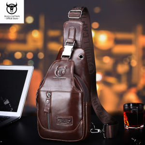 BULLCAPTAIN กระเป๋าคาดอกหนังผู้ชายกระเป๋าแมสเซนเจอร์กันขโมยกลางแจ้งกีฬา
