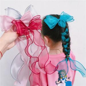 Luckin Mart Korean Girls Bow Hair Accessories INS Style Big Bow Knotted Hair Clip Chiffon Ribbon Bowknot Braided Hair Ponytail