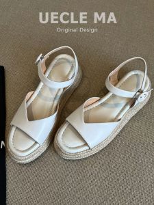 MASHUJIA | Dép Suede Đế Bằng Giày La Mã