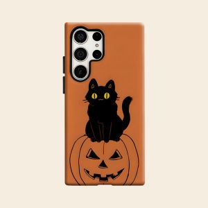 Cat On Pumpkin Luxury Fashion Full Lens Protective Case for Samsung Galaxy S26 S25 S24 A56 A36 Plus Ultra