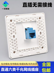 Through Connector Gigabit Broadband Network Information Panel TV Telephone and Computer Socket Double Direct Plug Cat6 Cable Socket