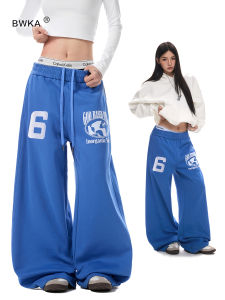 BWKA | Blue Letter Printed Loose Casual Jogger Sweatpants